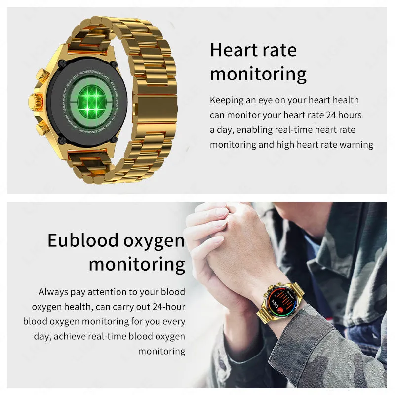 Premium Outdoor Sports GPS Smart Watch for Men – Bluetooth Call, HD AMOLED Screen, Health Monitoring, Compass, IP68 Waterproof, Multi-Sport Mode, Sleep & Blood Oxygen Monitoring, Music Control