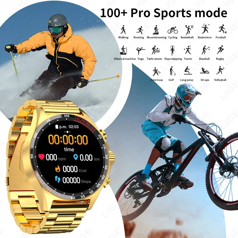 Premium Outdoor Sports GPS Smart Watch for Men – Bluetooth Call, HD AMOLED Screen, Health Monitoring, Compass, IP68 Waterproof, Multi-Sport Mode, Sleep & Blood Oxygen Monitoring, Music Control