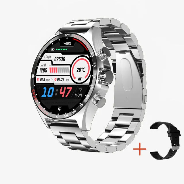 Premium Outdoor Sports GPS Smart Watch for Men – Bluetooth Call, HD AMOLED Screen, Health Monitoring, Compass, IP68 Waterproof, Multi-Sport Mode, Sleep & Blood Oxygen Monitoring, Music Control
