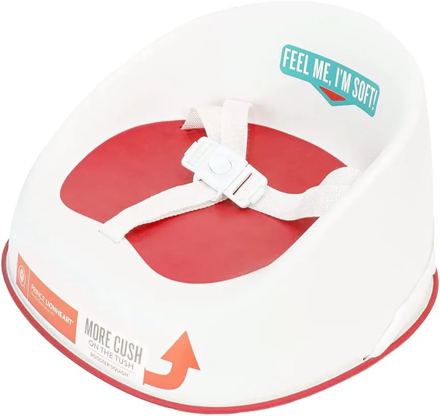 Prince Lionheart Baby Booster Squish Seat for Dining Table, Soft Seat with 3-Point Harness and Dual-Strap System for Toddler