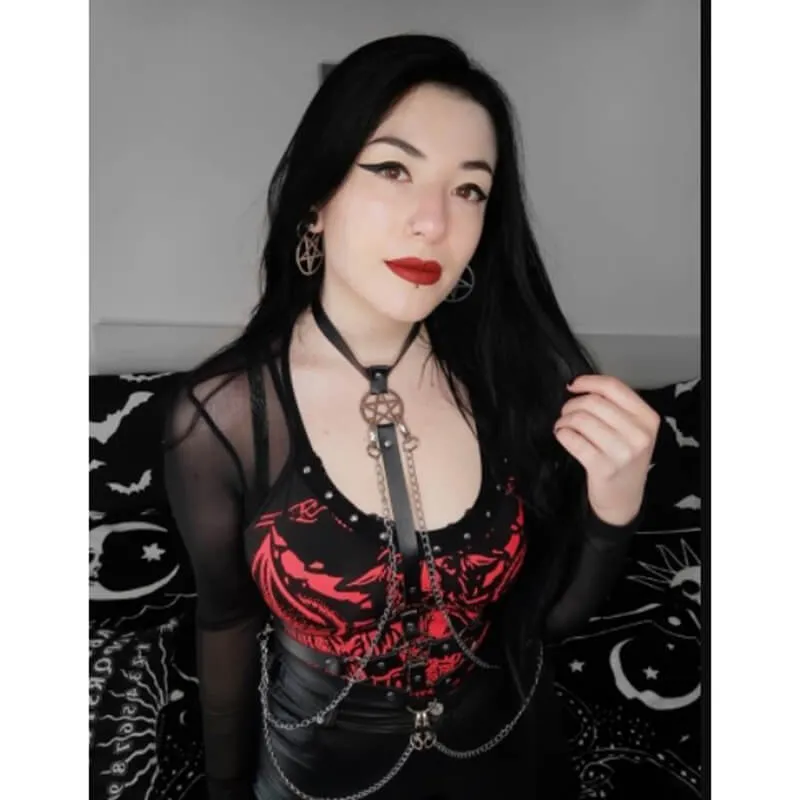 Punk Pentagram Metal Chain Harness Belt