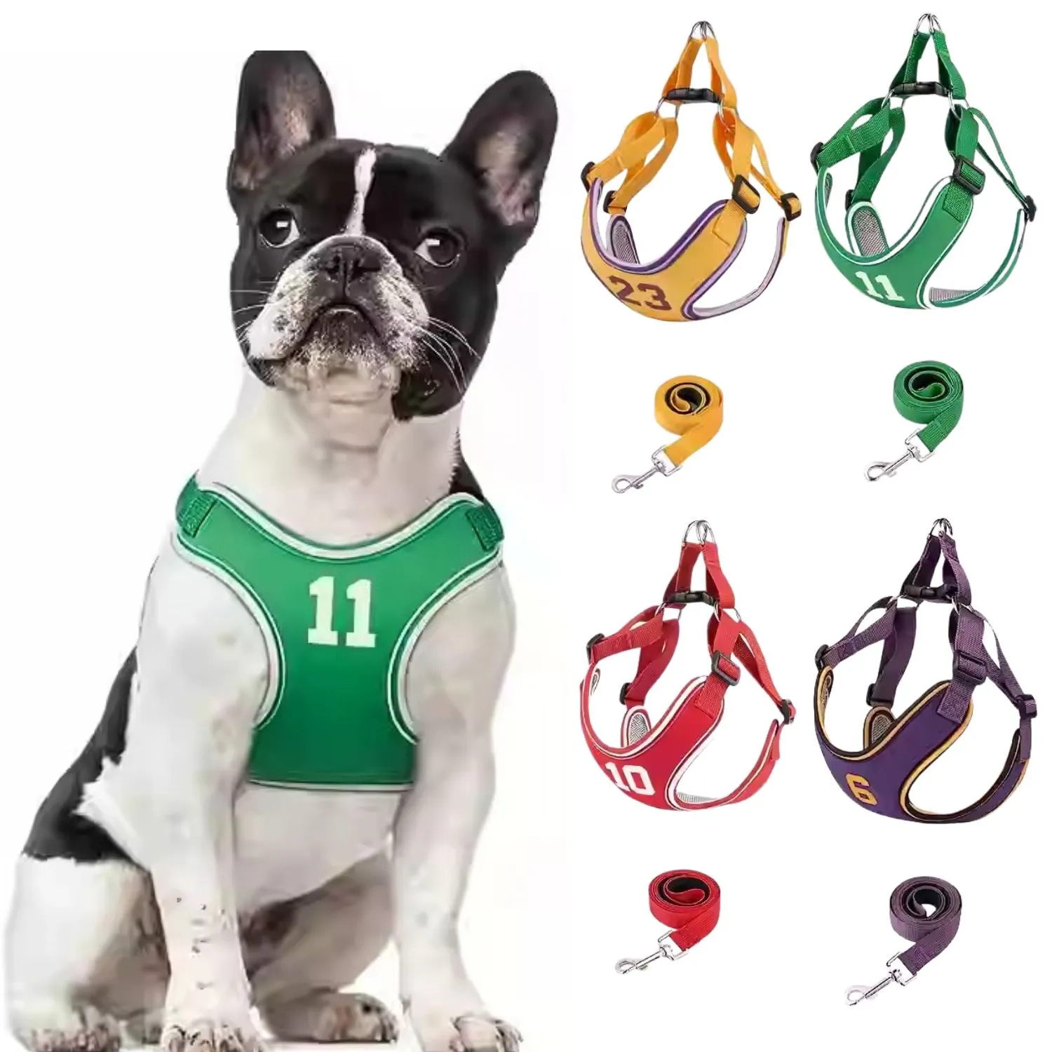 PupMode Adjustable Frenchie Harness Set – Soft Secure and Easy to Use
