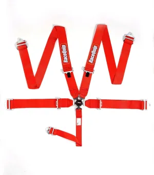 RaceQuip 741011RQP 5 Point Harness - Sportsman - Camlock - SFI 16.1 - Pull Down Adjust - Bolt-On/Wrap Around Red