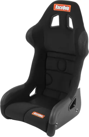 RaceQuip 96775579RQP Seat Non-Reclining FIA 16in Harness Openings Fiberglass Black Fabric