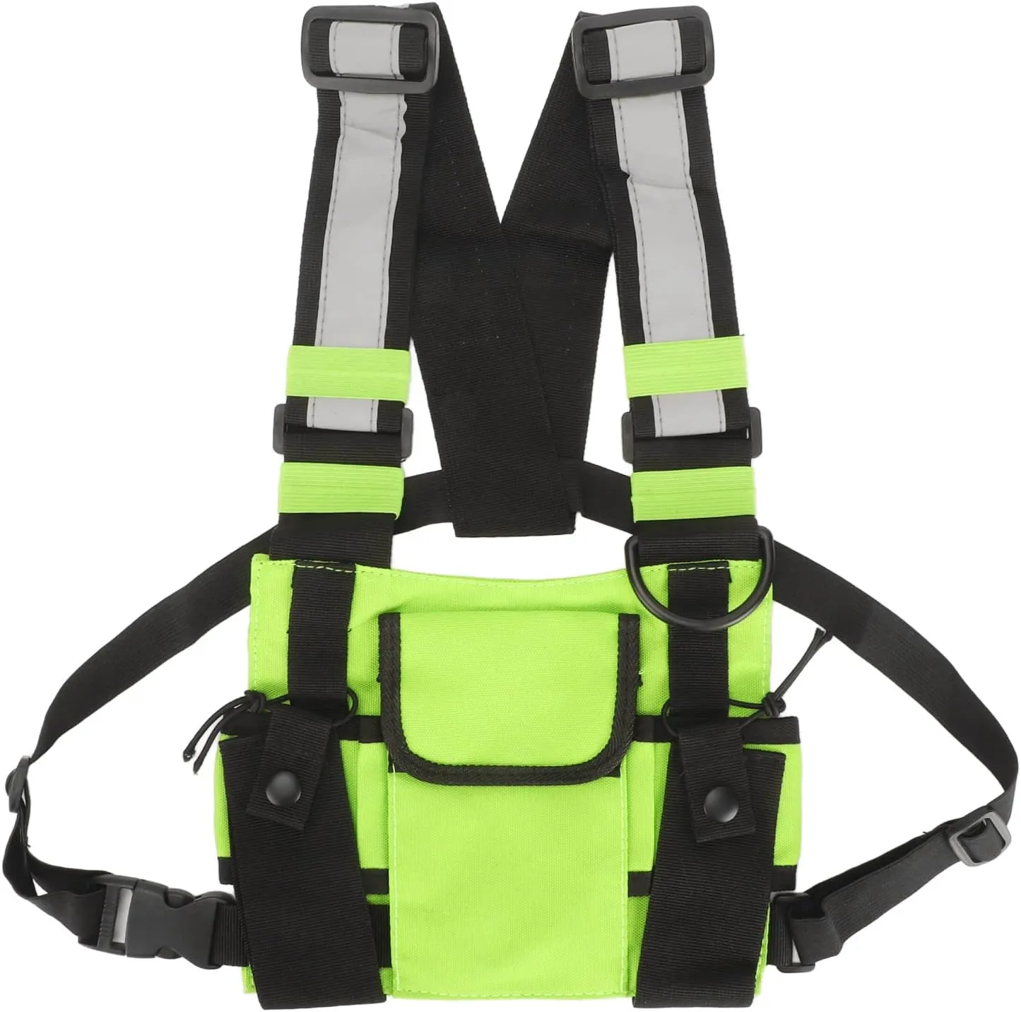 Radio Chest Harness Radio Vest Bag, Adjustable Radio Harness Chest Pocket Pack Vest for Two Way Radio Fruit Green, Walkie Talkie Vest Harness with Adjustable Shoulder Straps