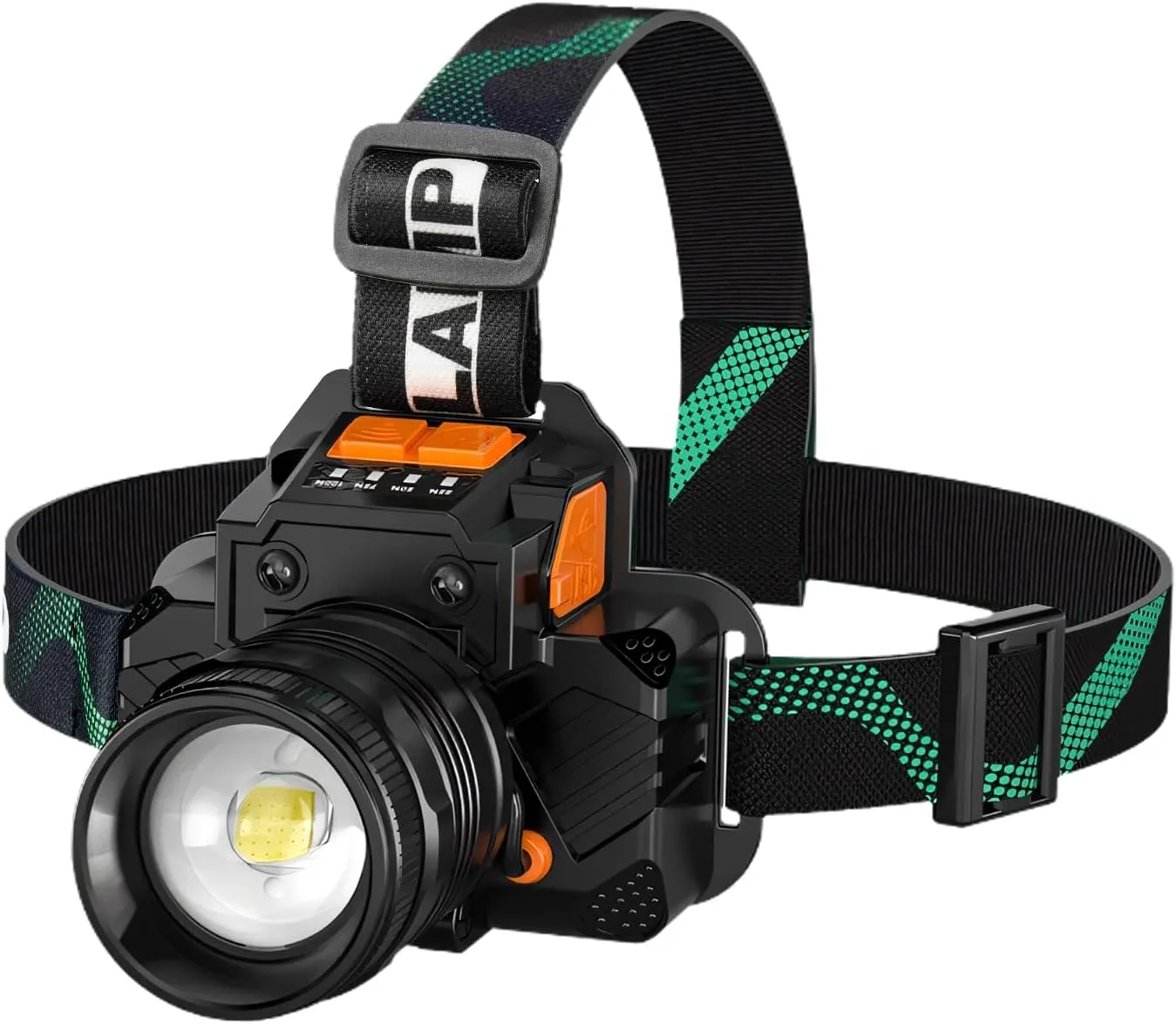 Rechargeable Headlamp, 50000 High Lumens. Super Bright with Motion Sensor, 5 Lighting Modes. IPX7 Waterproof, 90° Adjustable & zoomable, Ideal for Camping, Cycling and Running.