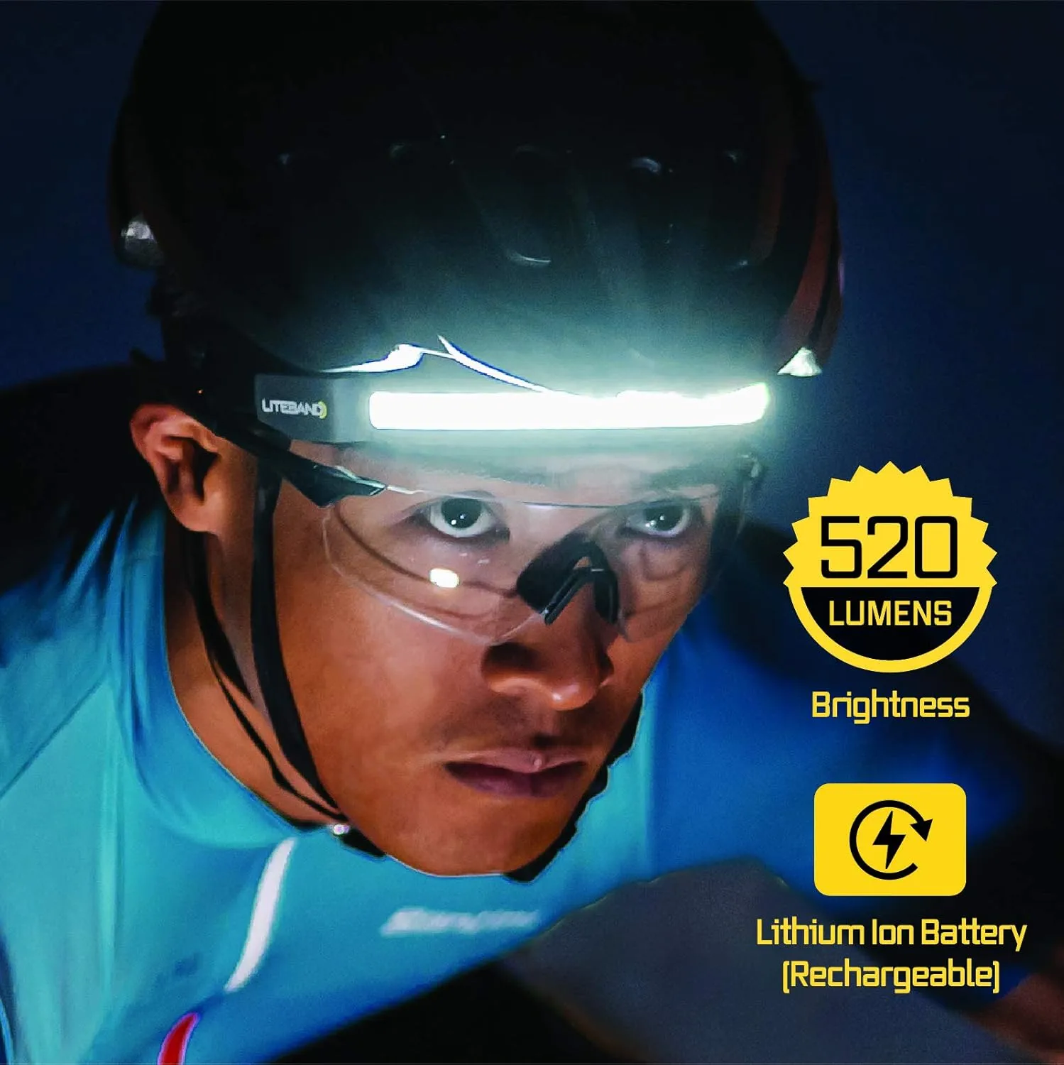 Rechargeable LED Headlamp - Liteband ACTIV 520 Lumens Super Bright Head Lamp, Battery Powered Tactical Headlamps, Camping, Running, Hard Hat Light, Best Rated Hands Free Forehead Flashlight, Night