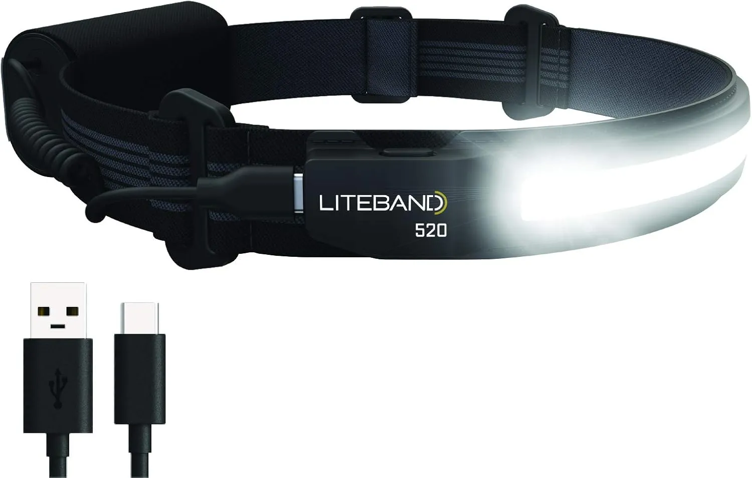 Rechargeable LED Headlamp - Liteband ACTIV 520 Lumens Super Bright Head Lamp, Battery Powered Tactical Headlamps, Camping, Running, Hard Hat Light, Best Rated Hands Free Forehead Flashlight, Night