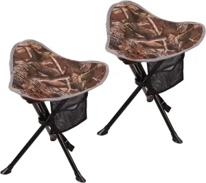 REDCAMP 2 Pack Folding Tripod Stools for Adults, Lightweight Portable Camping Stools for Blinds, Small Tripod Chairs for Fishing Backpacking Travel