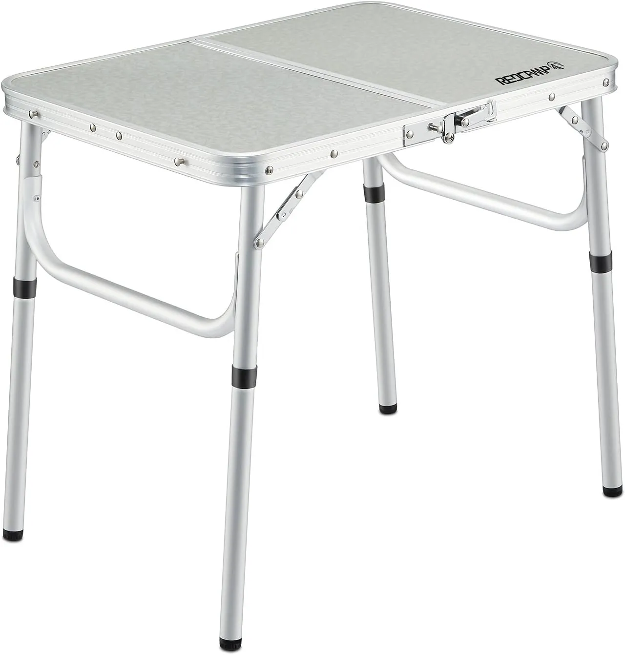 REDCAMP Small Camping Table 2 Foot, Portable Aluminum Folding Table Adjustable Height Lightweight for Picnic Beach Outdoor Indoor, White 24 x 16 inch