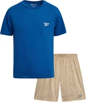 Reebok Boys Athletic Shorts Set - 2 Piece Summer Clothes Outfit with Graphic Tee and Boys Basketball Shorts for Active Kids