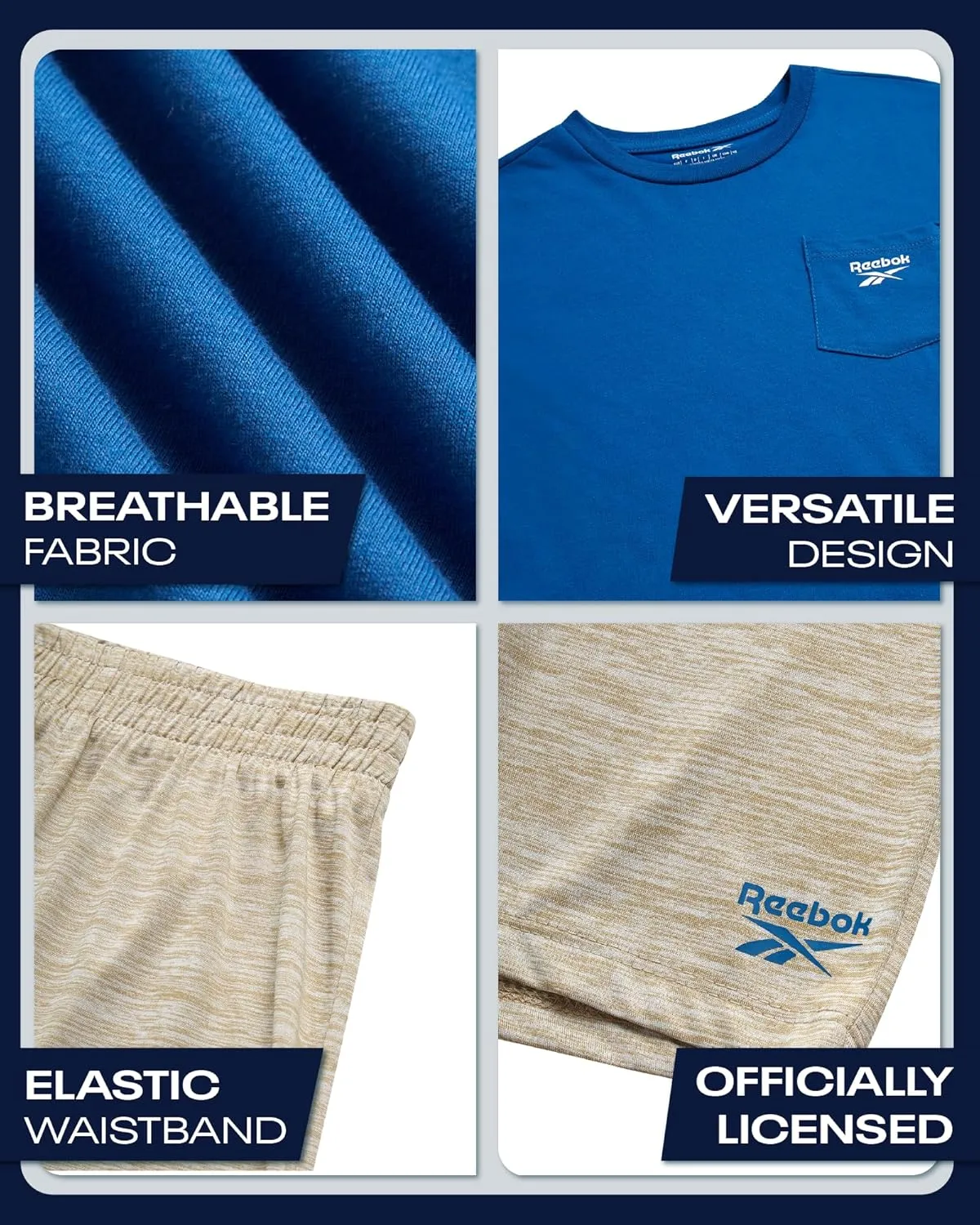 Reebok Boys Athletic Shorts Set - 2 Piece Summer Clothes Outfit with Graphic Tee and Boys Basketball Shorts for Active Kids