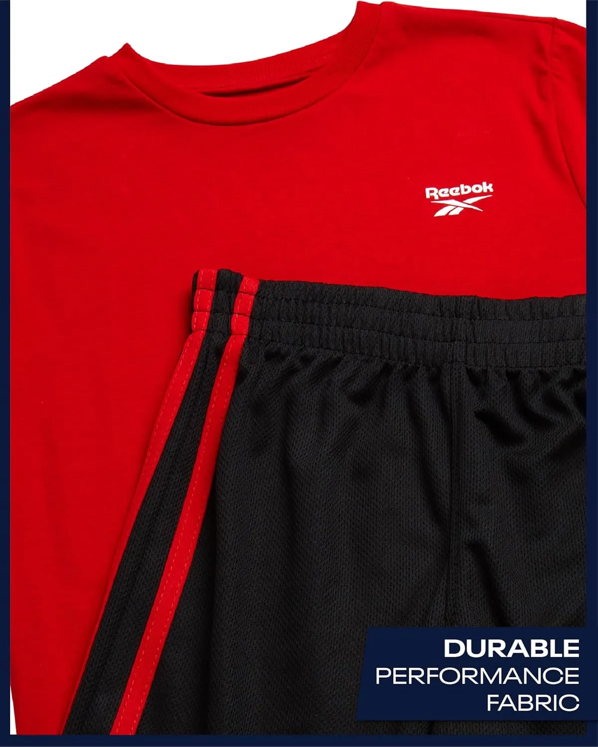 Reebok Boys Athletic Shorts Set - 2 Piece Summer Clothes Outfit with Graphic Tee and Boys Basketball Shorts for Active Kids