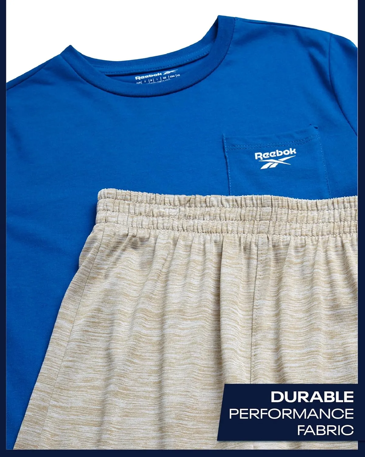Reebok Boys Athletic Shorts Set - 2 Piece Summer Clothes Outfit with Graphic Tee and Boys Basketball Shorts for Active Kids