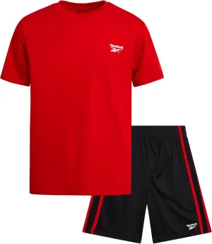 Reebok Boys Athletic Shorts Set - 2 Piece Summer Clothes Outfit with Graphic Tee and Boys Basketball Shorts for Active Kids