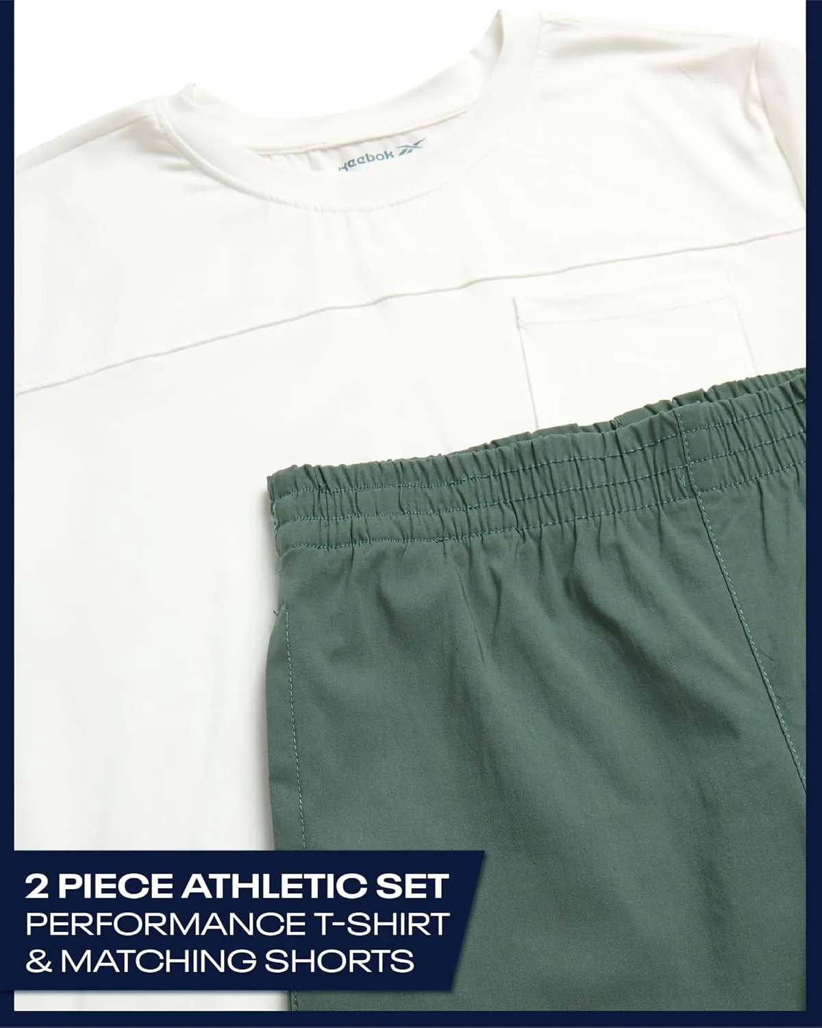 Reebok Boys Athletic Shorts Set - 2 Piece Summer Clothes Outfit with Pocket Tee and Boys Running Shorts for Active Kids