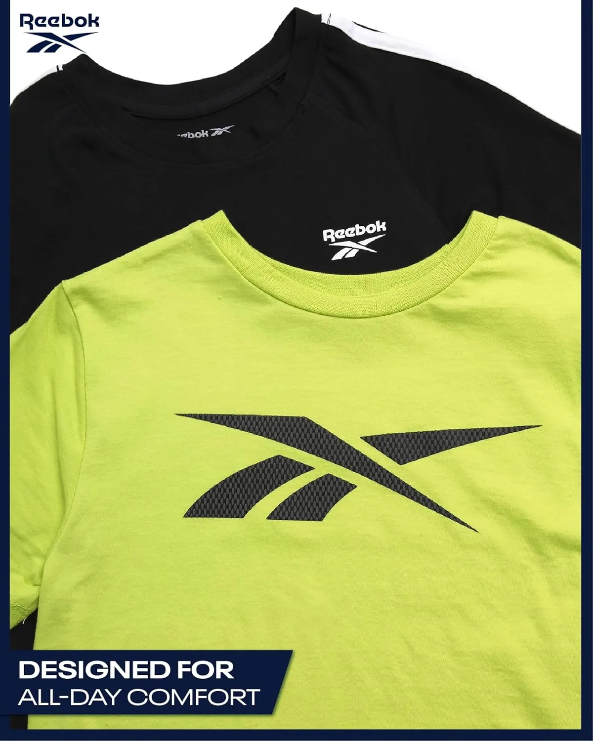 Reebok Boys Athletic Shorts Set - 3 Piece Summer Clothes Outfit with Graphic Tees and Boys Running Shorts for Active Kids