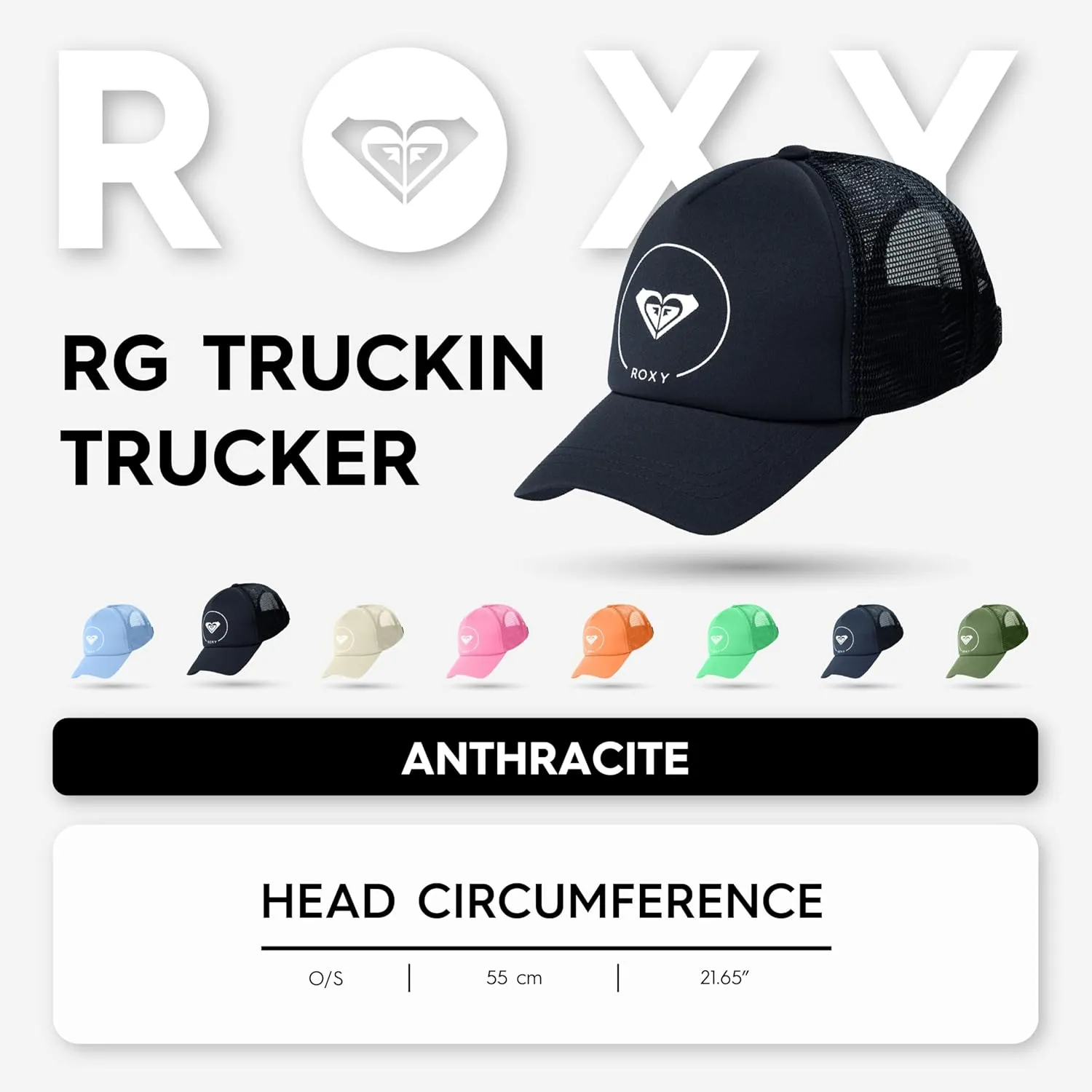 Roxy Girls Truckin Trucker Hat – Adjustable Summer Cap for Girls, Lightweight and Breathable with Mesh Back
