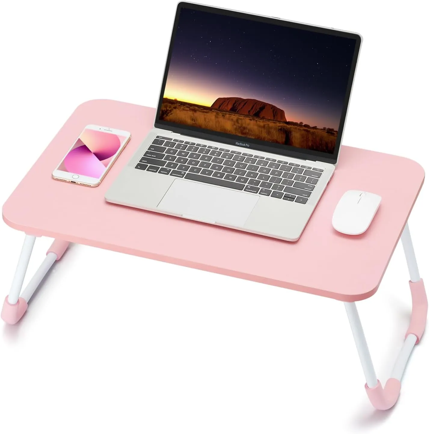 Ruxury Folding Lap Desk Laptop Stand Bed Desk Table Tray, Breakfast Serving Tray, Portable & Lightweight Mini Table for Sofa Couch Floor - Pink