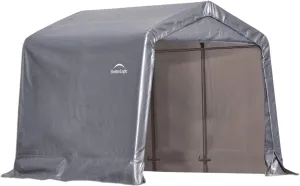 ShelterLogic 8' x 8' x 8' Shed-in-a-Box All Season Steel Metal Peak Roof Outdoor Storage Shed with Waterproof Cover and Heavy Duty Reusable Auger Anchors