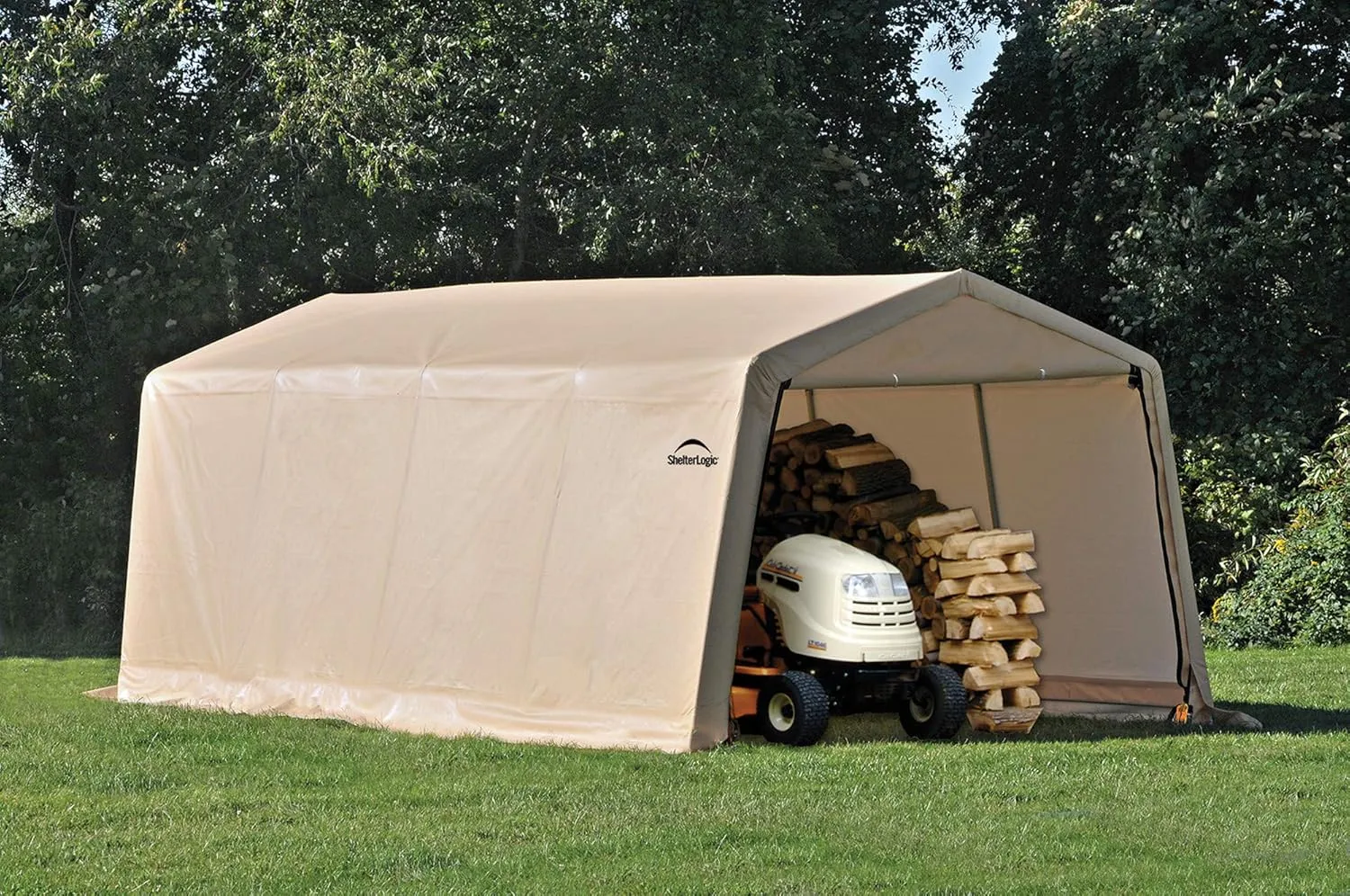 ShelterLogic Peak Style Roof Instant Garage Carport Car Canopy with Steel Frame and Waterproof UV-Treated Cover