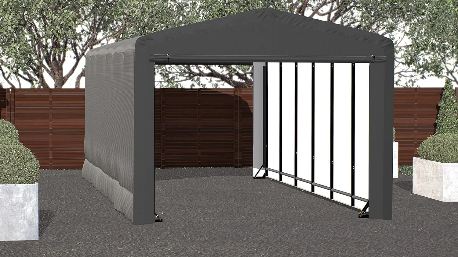 ShelterLogic ShelterTube Garage & Storage Shelter, 12' x 27' x 10' Heavy-Duty Steel Frame Wind and Snow-Load Rated Enclosure, Gray