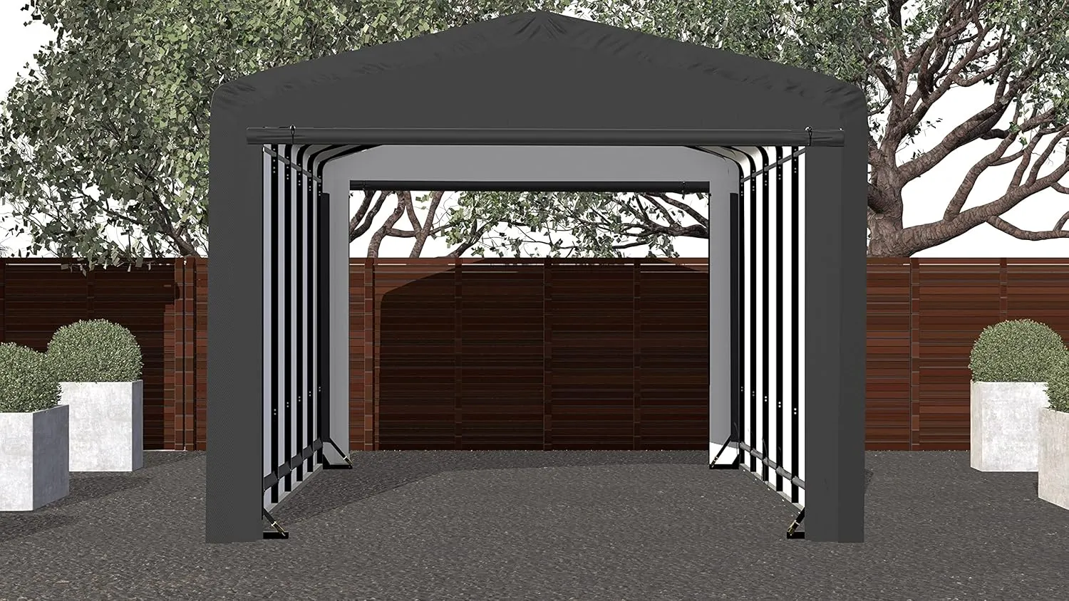 ShelterLogic ShelterTube Garage & Storage Shelter, 12' x 27' x 10' Heavy-Duty Steel Frame Wind and Snow-Load Rated Enclosure, Gray