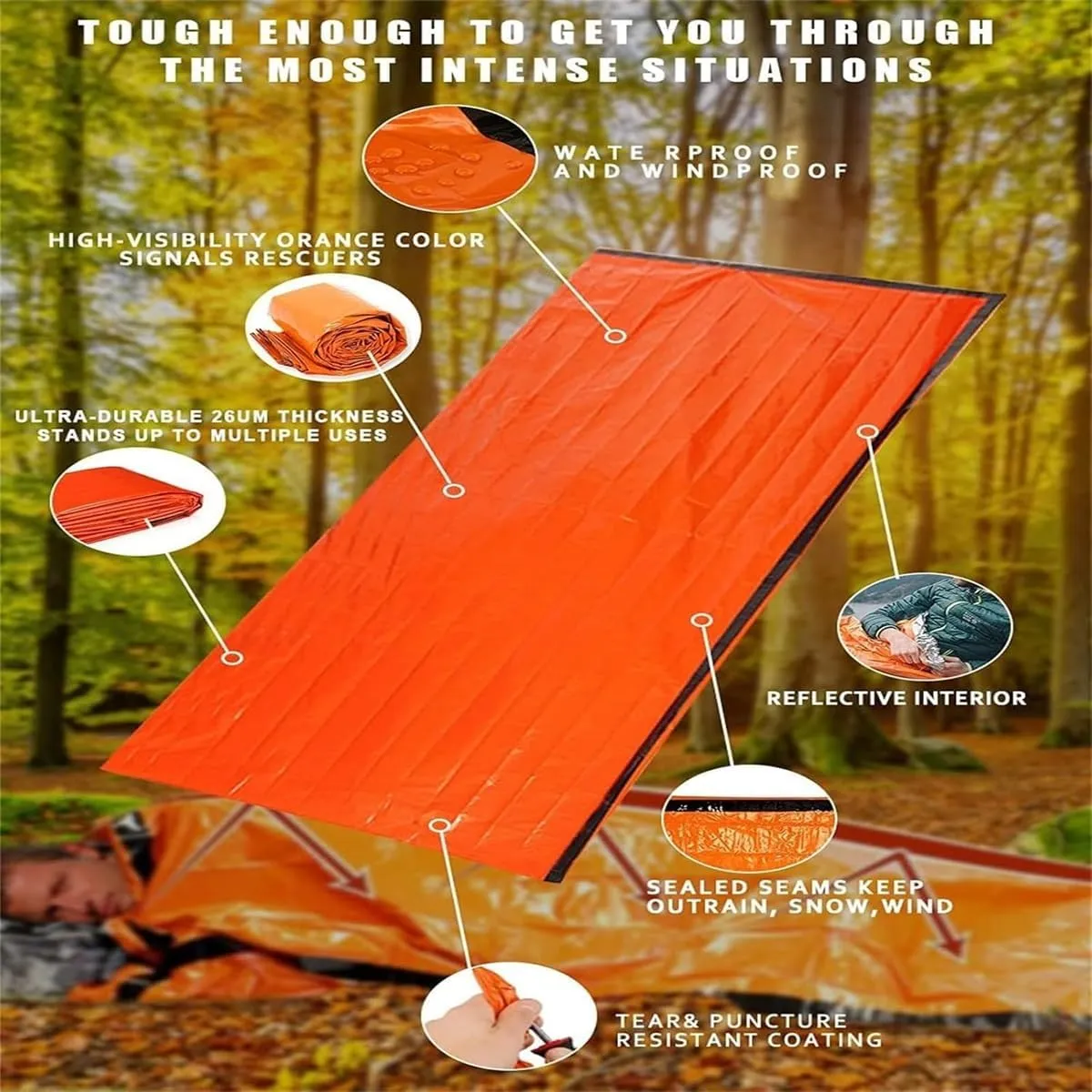Sierra Madre Emergency Sleeping Bag, Sierra Madre Survival Sleeping Bags, Portable Waterproof Ultralight Outdoor Bivy Sack Blanket, Survival Gear for Hiking, Camping, Running, 84"X36"(3pcs)