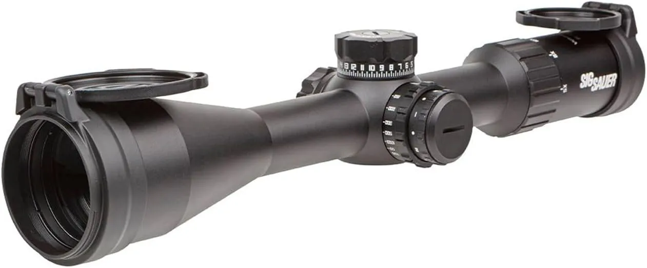 SIG SAUER WHISKEY4 2.5-10X42mm 30mm Tube F2 / Second Focal Plane Riflescope - Durable Lightweight Precise Waterproof Fogproof Black Hunting Rifle Scope - Flip-Back Lens Caps & Throw Lever Included