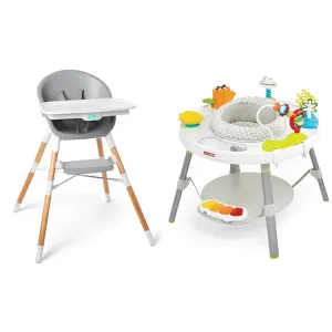 Skip Hop Baby High Chair, Eon 4-in-1, Grey/White & Baby Activity Center: Interactive Play Center with 3-Stage Grow-with-Me Functionality, 4mo , Explore & More