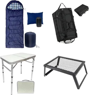 Sleeping Bag Folding Camping Table Rolling Duffle Bag Folding Camping Grill Small Camping Pillow