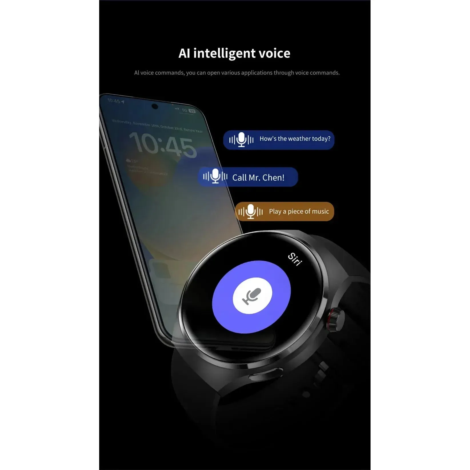 Smartwatch 1.6 inch HD Screen BT Call Compass NFC Waterproof Smart