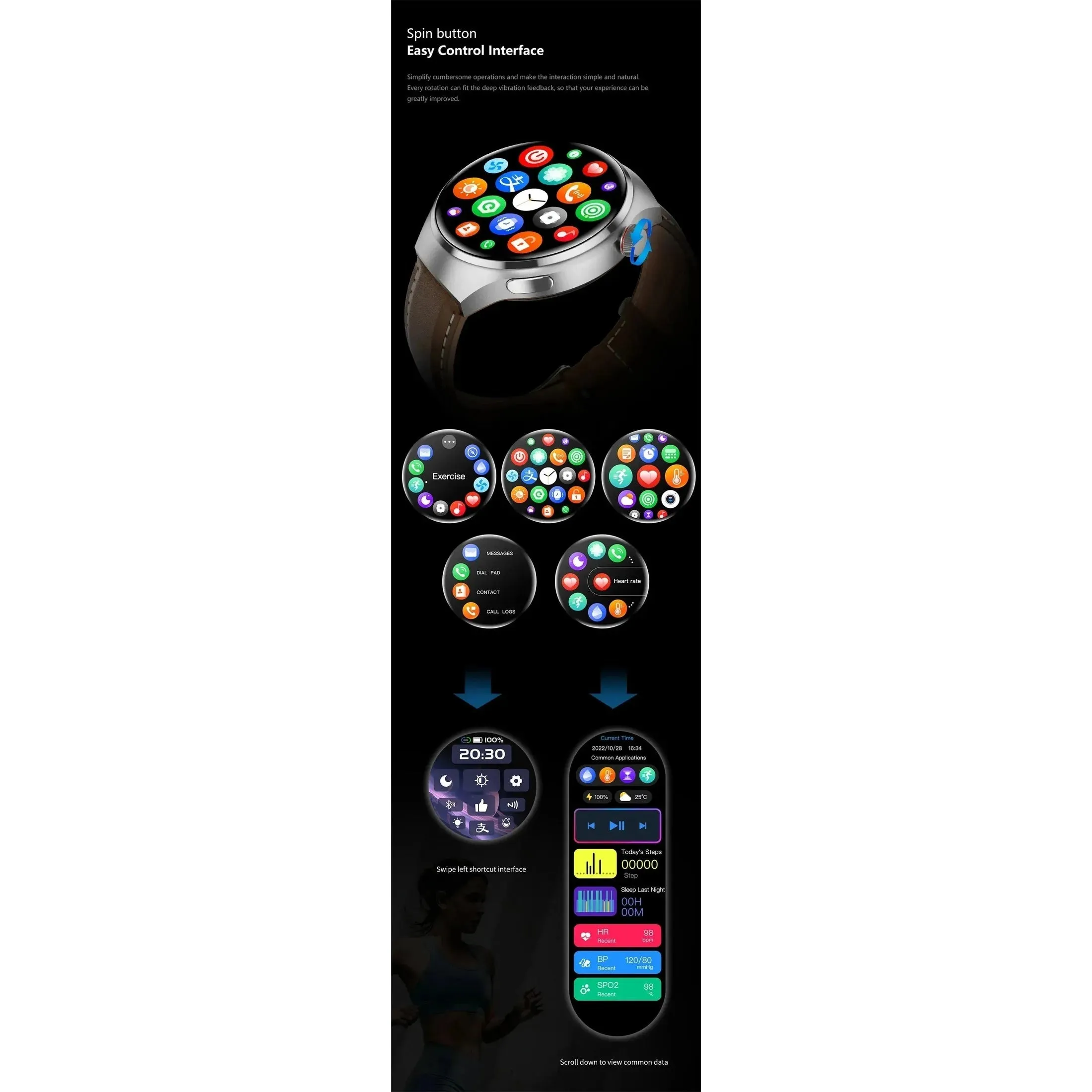 Smartwatch 1.6 inch HD Screen BT Call Compass NFC Waterproof Smart