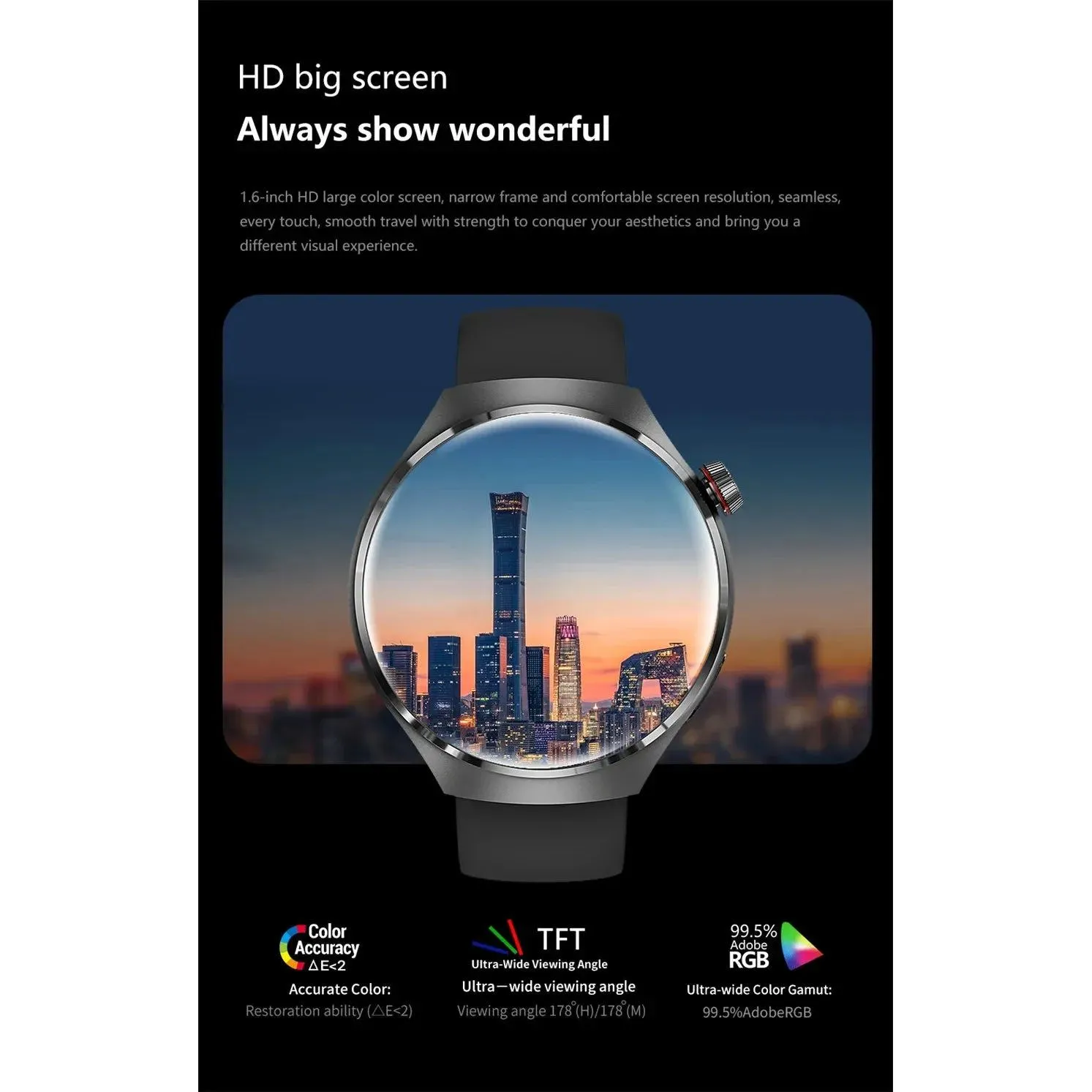 Smartwatch 1.6 inch HD Screen BT Call Compass NFC Waterproof Smart