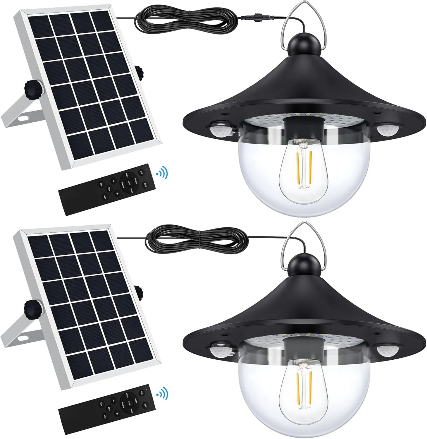 Solar Barn Lights Indoor Outdoor Shed Light Solar Powered with Remote & Motion Sensor, Waterproof Solar Hanging Pendant Lamp for Porch, Inside Home, Farmhouse, Gazebo, Chicken Coop, Daytime Available