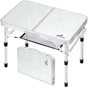 Sportneer Camping Table: Adjustable Height Small Folding Table 23.6" L x 15.7" W 2 Height with Mesh Layer - Compact & Portable Camping Essentials for Outdoor Camp Garden Picnic BBQ Dining Cooking