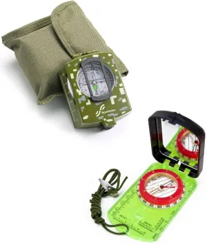 Sportneer Military Grade Lensatic Compass - Waterproof, Shakeproof, Fluorescent - Outdoor Compass with Storage Bag - Ideal for Hiking, Camping, Hunting, Boy Scout