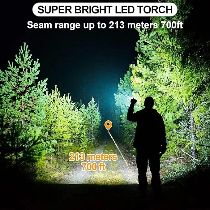 Spurtar 7 Modes Solar Flashlights with Car Safety Hammer, Seatbelt Cutter, Compass & Magnet, 2000 mAh Multi Function Tactical Flashlight, Emergency Flashlight for Car, LED Flashlight, Black