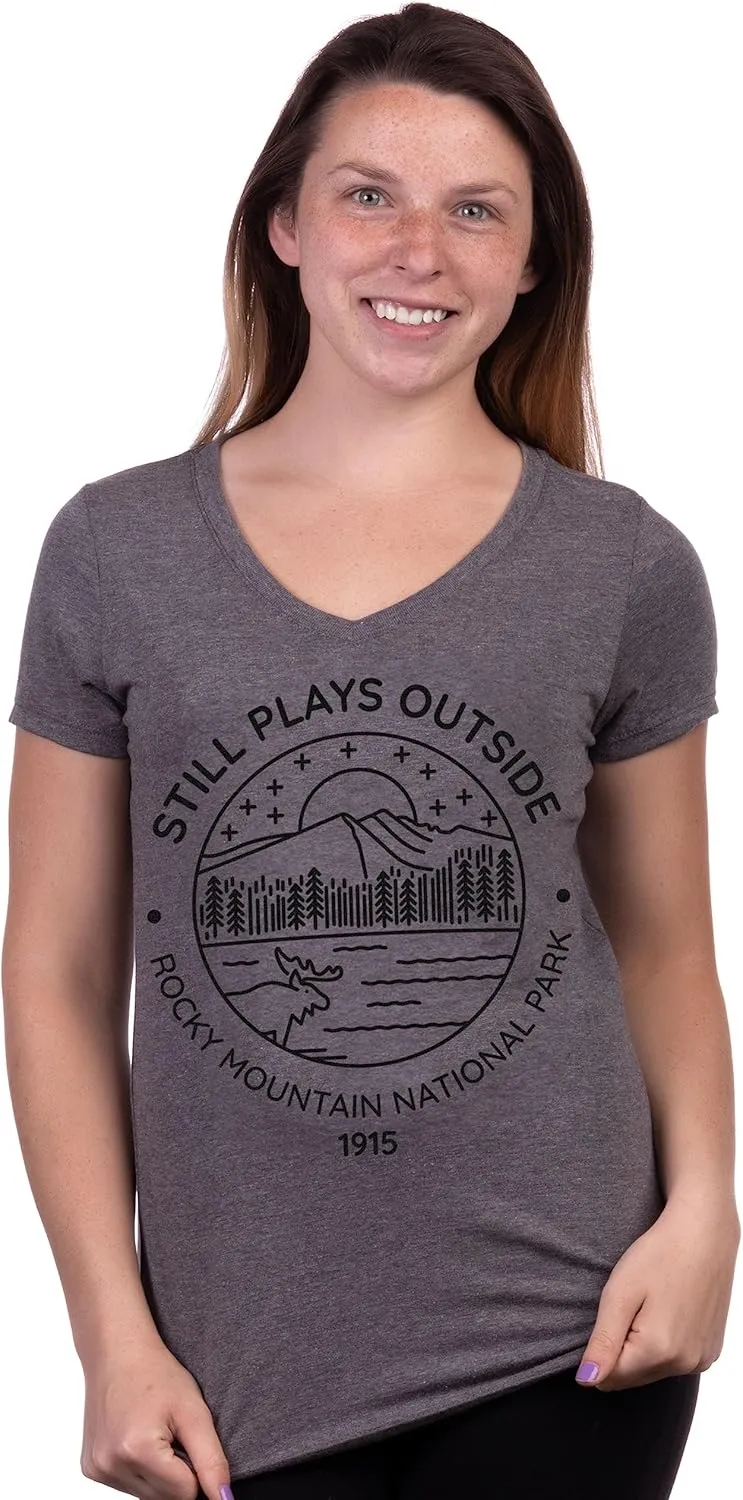 Still Plays Outside | Funny Cool Camping Hiking Camp Hike Women Outdoors Shirt Top