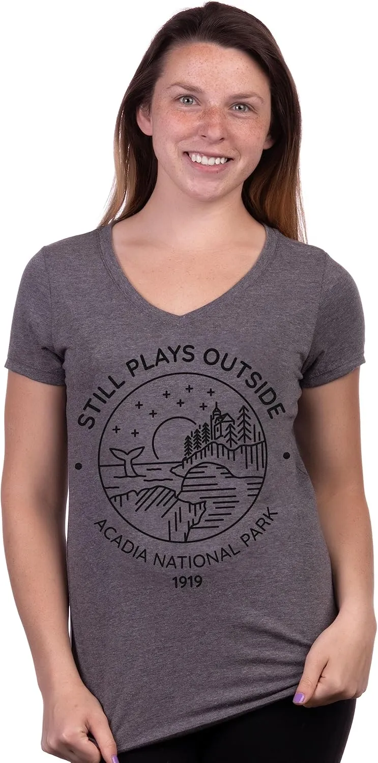 Still Plays Outside | Funny Cool Camping Hiking Camp Hike Women Outdoors Shirt Top