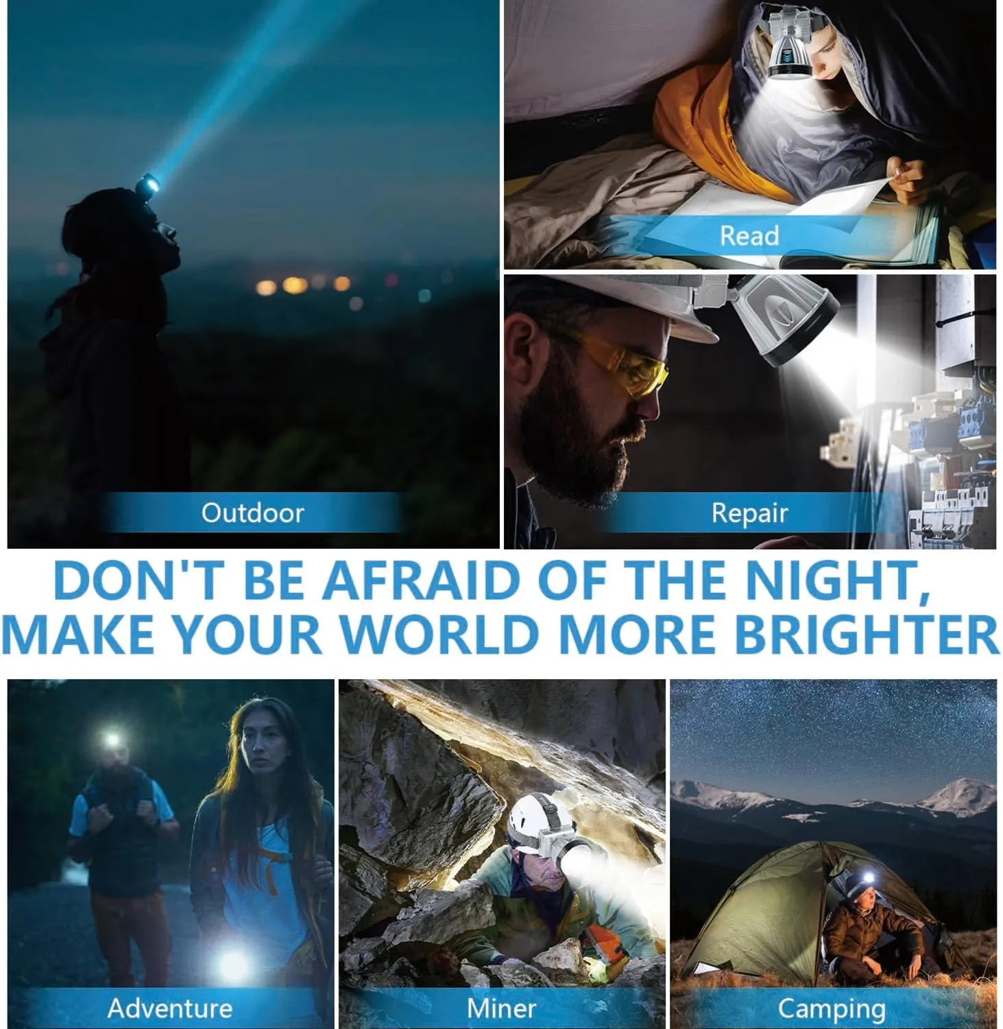 Super Bright Rechargeable High Power Headlamp,LED Rechargeable Head Lamp,LED Head Lights for Forehead Flashlight,Waterproof Headlamp Headlight with White Lights for Camping,Running,Cycling,Fishing