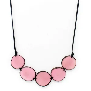 Tagua Nut Necklace Pink Chips Handmade Fair Trade, Adjustable lightweight by Florama Natural Jewelry