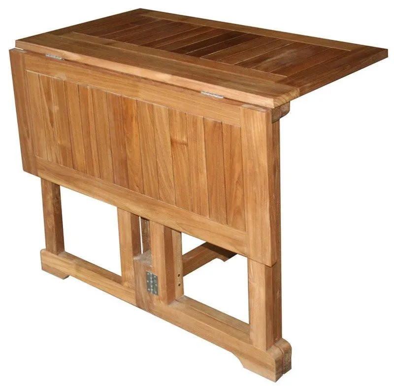 Teak Wood Hatteras Square Folding Patio Table, 35 Inch