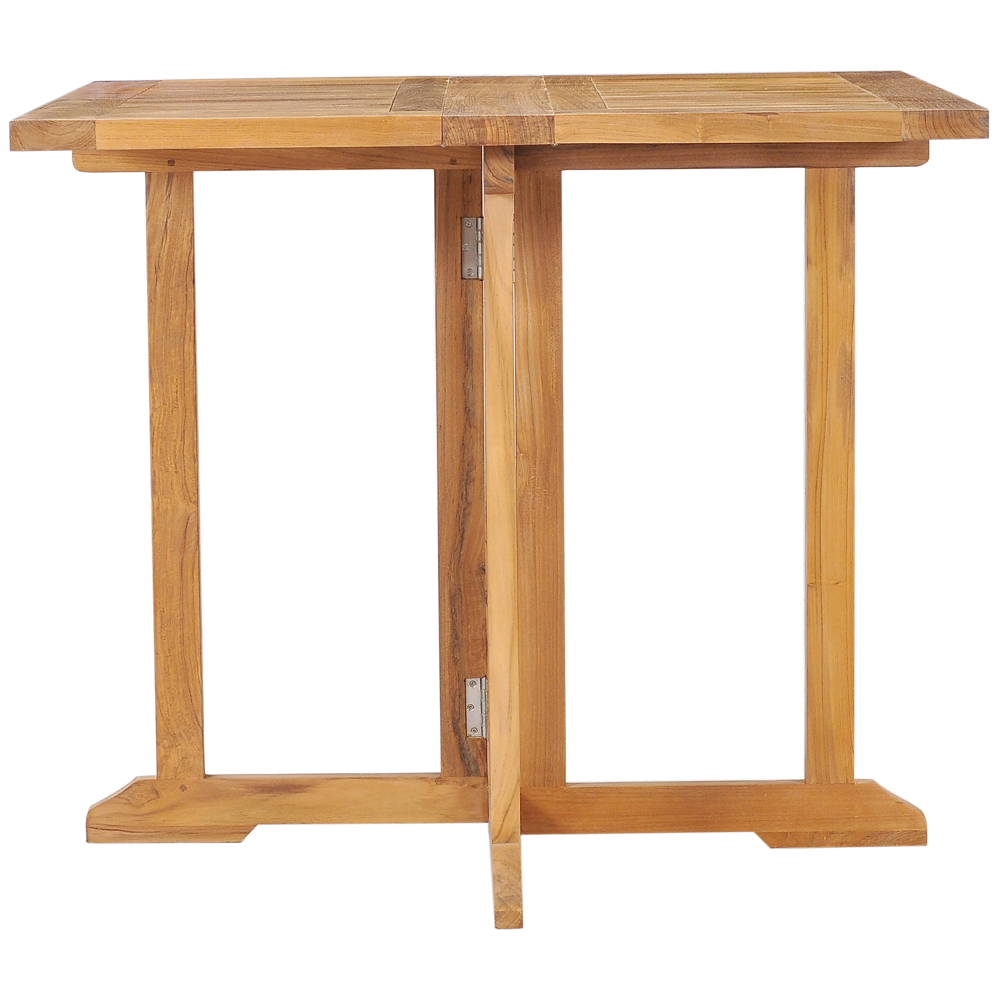 Teak Wood Hatteras Square Folding Patio Table, 35 Inch