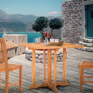 Teak Wood Hatteras Square Folding Patio Table, 35 Inch