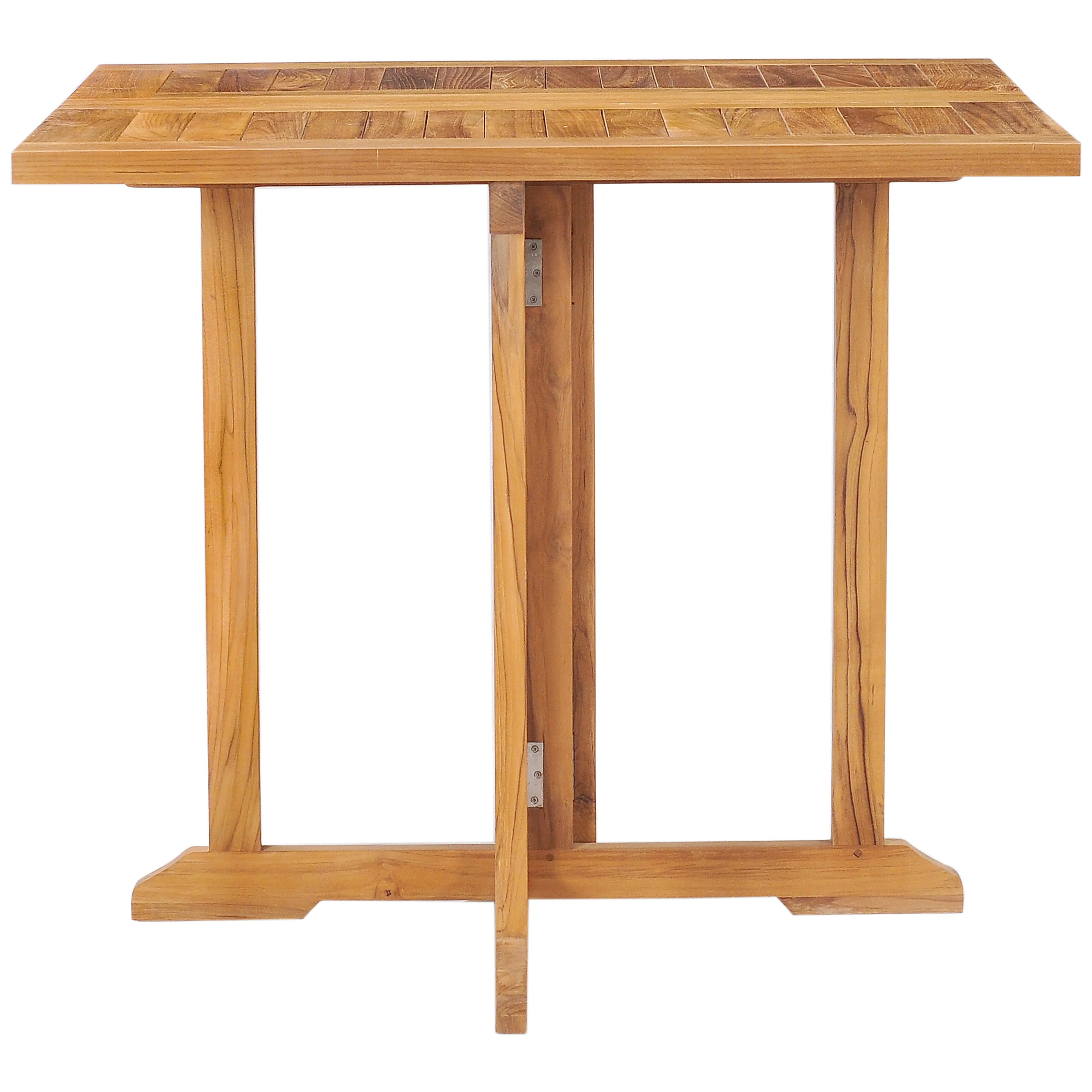 Teak Wood Hatteras Square Folding Patio Table, 35 Inch