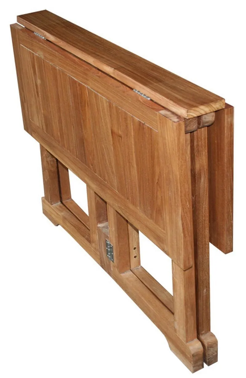 Teak Wood Hatteras Square Folding Patio Table, 35 Inch