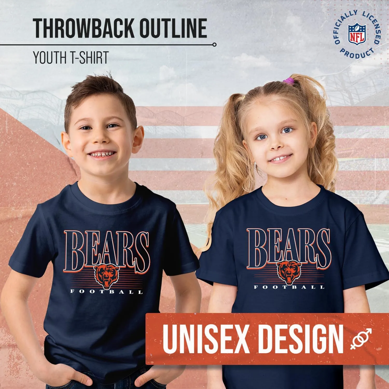 Team Fan Apparel NFL Youth Overtime Blueprint Football T-Shirt Unisex Tag Free Comfortable, Boys & Girls, Lightweight Soft