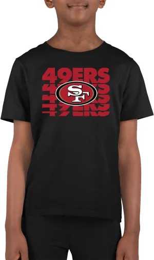 Team Fan Apparel NFL Youth Repeating Logo Football T-Shirt Unisex Tag Free Comfortable, Kids Boys Girls, Lightweight Soft