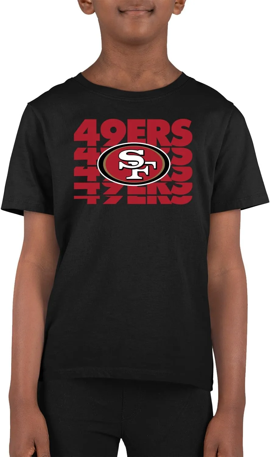 Team Fan Apparel NFL Youth Repeating Logo Football T-Shirt Unisex Tag Free Comfortable, Kids Boys Girls, Lightweight Soft